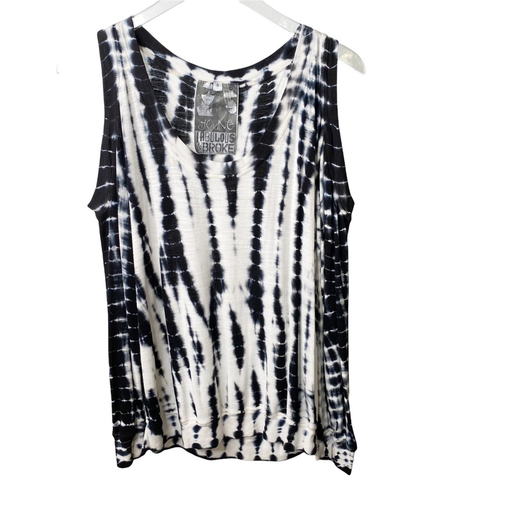 Young Fabulous & Broke Black White Tie Dye Cold Shoulder Long Sleeve Top Small